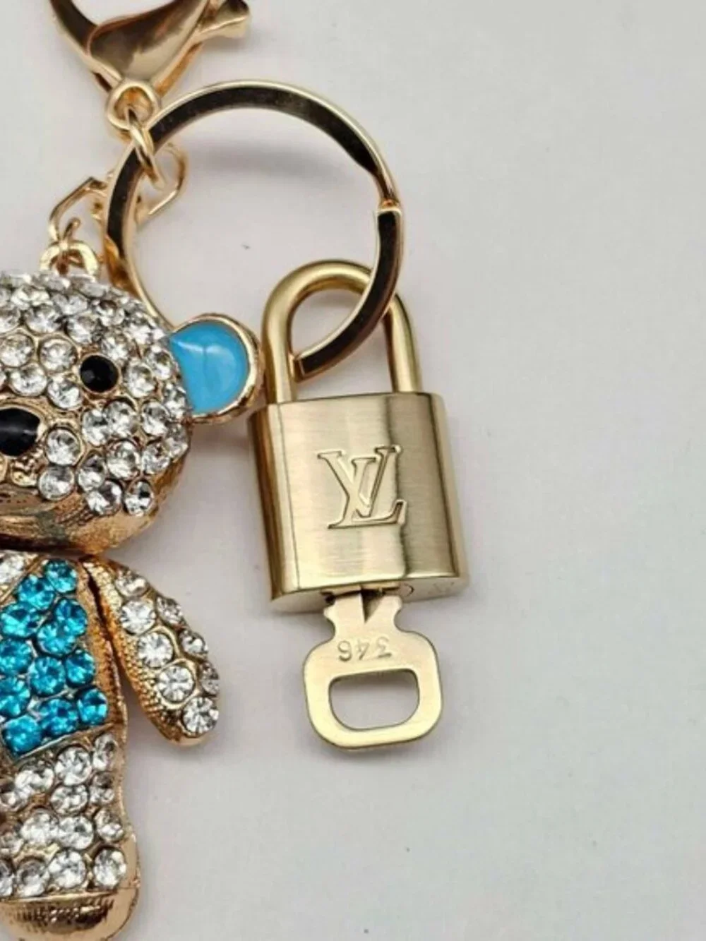 Authentic Louis Vuitton Gold Padlock 🔒 Key Set w/ Unbranded Bear Bag Charm